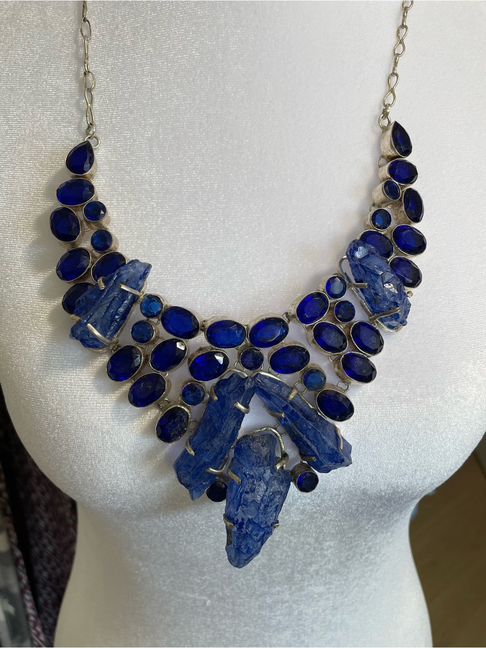 Blue Statement Bib Necklace - Women's Fashion Jewelry